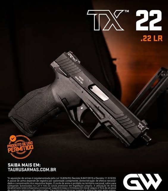 Anúncio da pistola Taurus TX 22, calibre .22 LR